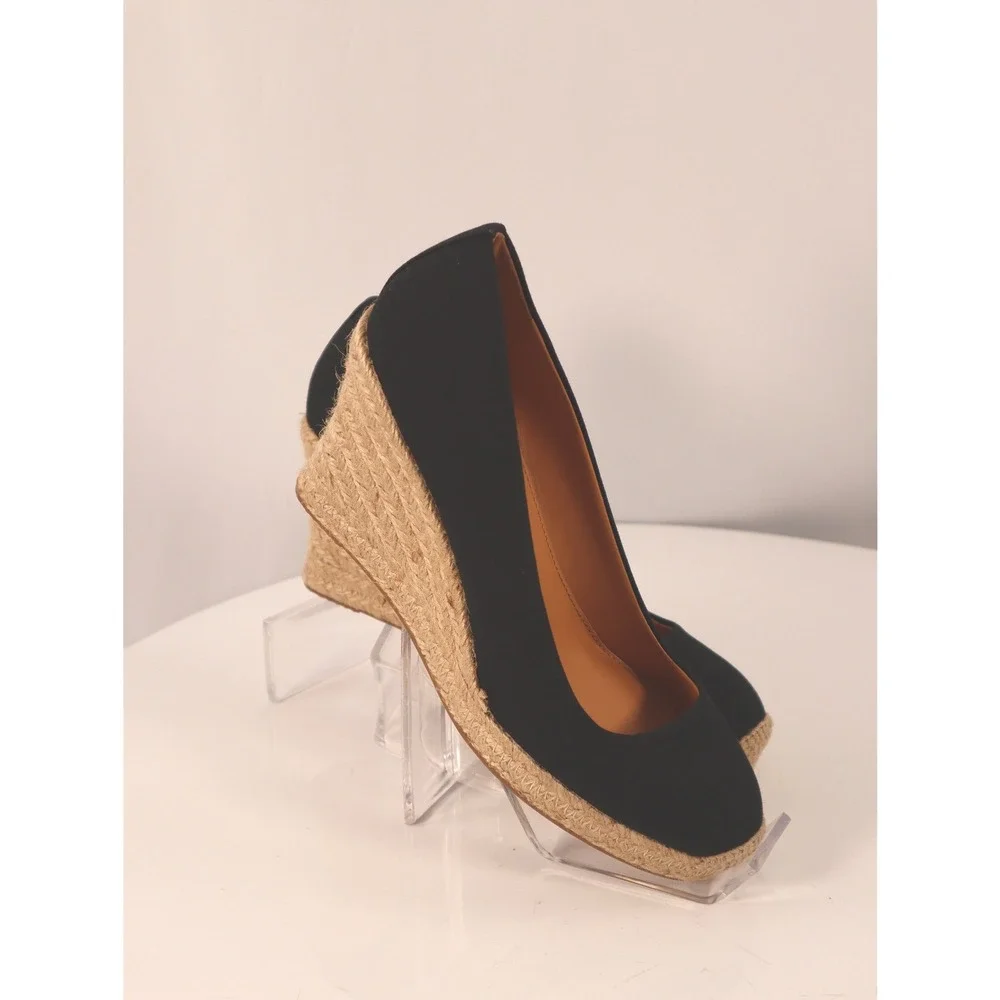 J‎ Crew Women's Canvas espadrille Wedge Black- Size 7.5